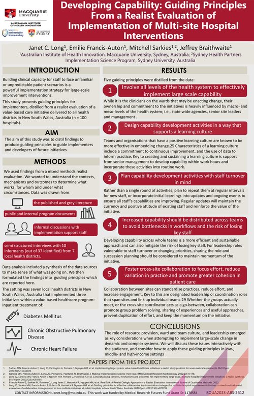 Preview of DEVELOPING CAPABILITY: GUIDING PRINCIPLES FROM A REALIST EVALUATION OF IMPLEMENTATION OF MULTI-SITE HOSPITAL INTERVENTIONS