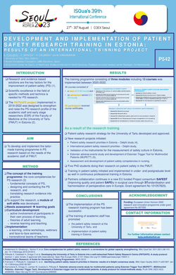 Thumbnail for DEVELOPMENT AND IMPLEMENTATION OF PATIENT SAFETY RESEARCH TRAINING IN ESTONIA: RESULTS OF AN INTERNATIONAL TWINNING PROJECT