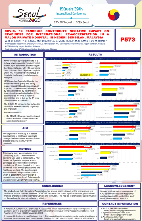 Preview of COVID- 19 PANDEMIC CONTRIBUTE NEGATIVE IMPACT ON READINESS OF INTERNATIONAL RE-ACCREDITATION IN A MAJOR PRIVATE HOSPITAL IN NEGERI SEMBILAN, MALAYSIA