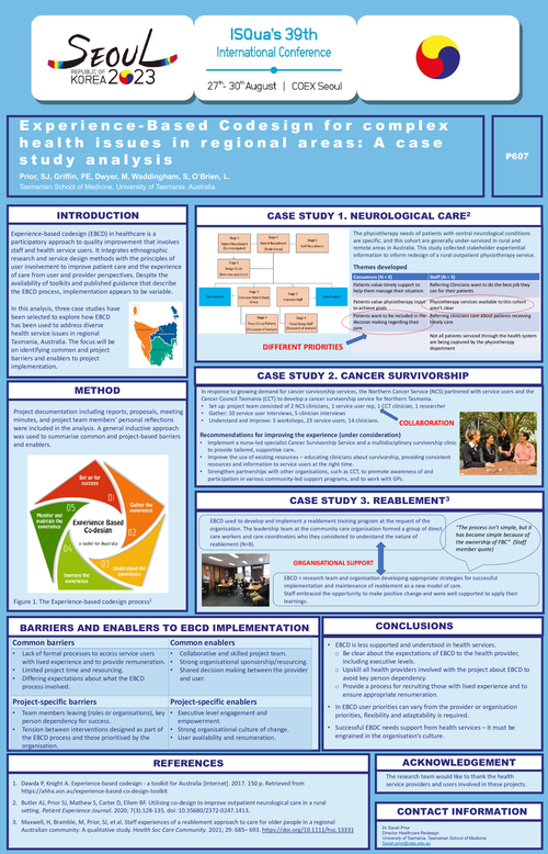 Preview of USING EXPERIENCE-BASED CODESIGN TO SOLVE COMPLEX HEALTH SERVICE ISSUES IN REGIONAL AUSTRALIA – A CASE STUDY ANALYSIS