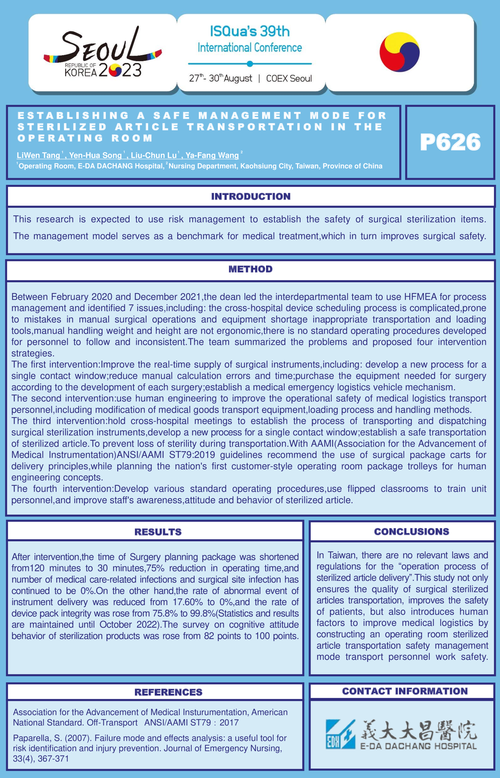 Preview of ESTABLISHING A SAFE MANAGEMENT MODE FOR STERILIZED ARTICLE TRANSPORTATION IN THE OPERATING ROOM