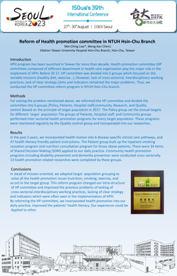 Thumbnail for REFORM OF HEALTH PROMOTION COMMITTEE IN NTUH HSIN-CHU BRANCH