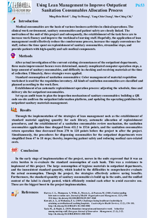 Preview of USING LEAN MANAGEMENT TO IMPROVE OUTPATIENT SANITATION CONSUMABLES ALLOCATION PROCESS