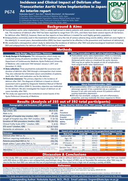 Thumbnail for INCIDENCE AND CLINICAL IMPACT OF DELIRIUM AFTER TRANSCATHETER AORTIC VALVE IMPLANTATION IN JAPAN: AN INTERIM REPORT