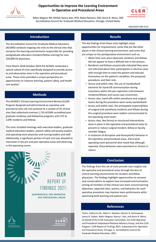 Preview of OPPORTUNITIES TO IMPROVE THE LEARNING ENVIRONMENT IN OPERATIVE AND PROCEDURAL AREAS