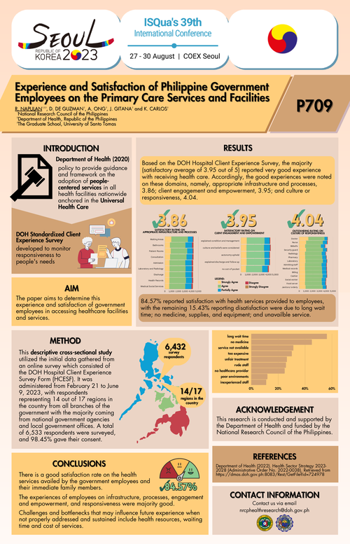 Preview of EXPERIENCE AND SATISFACTION OF PHILIPPINE GOVERNMENT EMPLOYEES ON THE PRIMARY CARE SERVICES AND FACILITIES