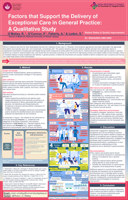 Thumbnail for IDENTIFYING FACTORS THAT SUPPORT THE DELIVERY OF EXCEPTIONAL CARE IN GENERAL PRACTICE AND DEVELOPMENT OF THE IDEAL FRAMEWORK: A QUALITATIVE STUDY