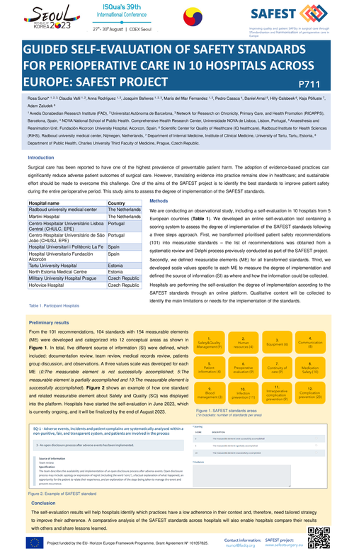 Preview of GUIDED SELF-EVALUATION OF SAFETY STANDARDS FOR PERIOPERATIVE CARE IN 10 HOSPITALS ACROSS EUROPE: SAFEST PROJECT.