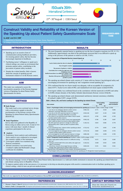 Thumbnail for CONSTRUCT VALIDITY AND RELIABILITY OF THE KOREAN VERSION OF THE SPEAKING UP ABOUT PATIENT SAFETY QUESTIONNAIRE SCALE