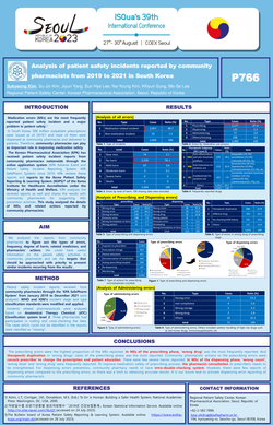 Thumbnail for ANALYSIS OF PATIENT SAFETY INCIDENTS REPORTED BY COMMUNITY PHARMACISTS FROM 2019 TO 2021 IN SOUTH KOREA
