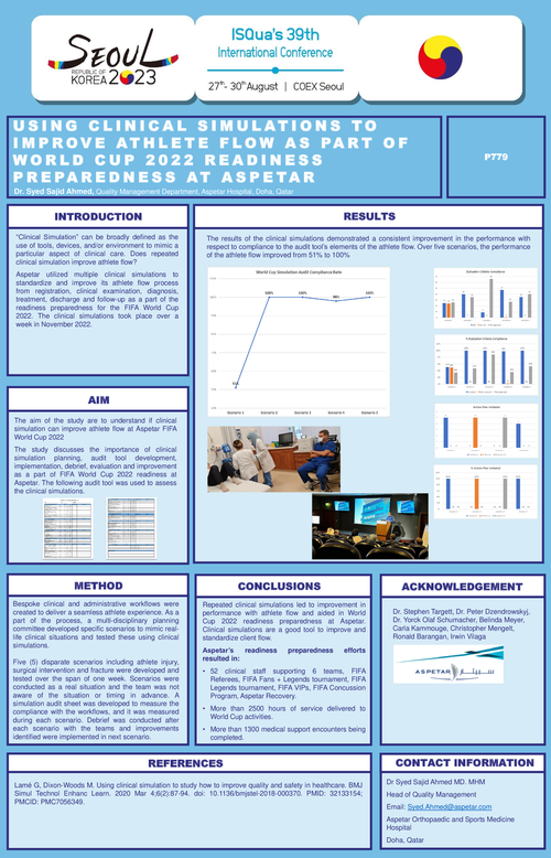 Preview of USING CLINICAL SIMULATIONS TO IMPROVE ATHLETE FLOW AS PART OF WORLD CUP 2022 READINESS PREPAREDNESS AT ASPETAR