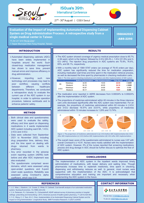 Preview of EVALUATION OF THE IMPACT OF IMPLEMENTING AUTOMATED DISPENSING CABINET SYSTEM
ON DRUG ADMINISTRATION PROCESS: A RETROSPECTIVE STUDY FROM A SINGLE MEDICAL CENTER IN TAIWAN