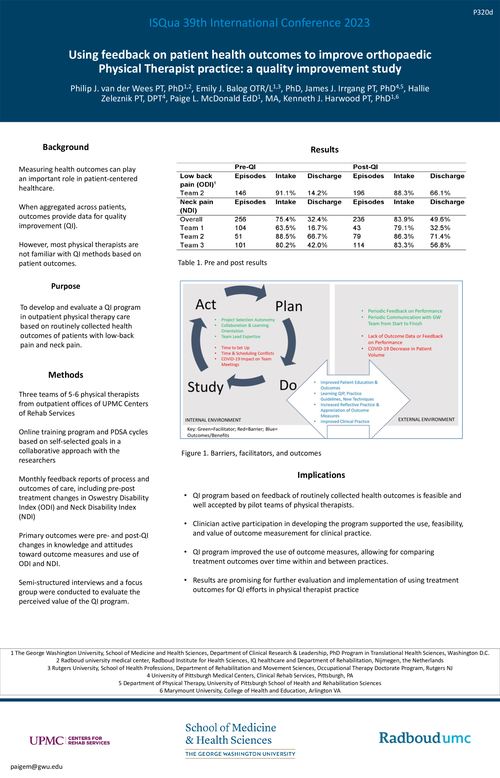 Preview of Quality improvement capacity building: Using feedback on patient health outcomes to improve orthopedic Physical Therapist practice.