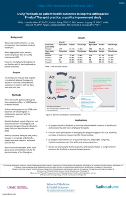 Thumbnail for Quality improvement capacity building: Using feedback on patient health outcomes to improve orthopedic Physical Therapist practice.