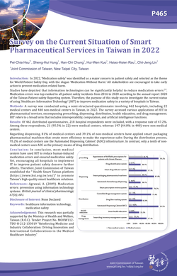 Thumbnail for SURVEY ON THE CURRENT SITUATION OF SMART PHARMACEUTICAL SERVICES IN TAIWAN IN 2022