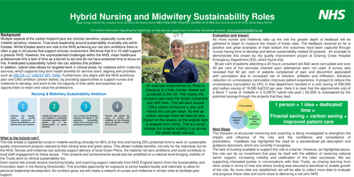 Preview of Hybrid sustainability nursing and midwifery roles to embed and deliver NHS net zero ambitions