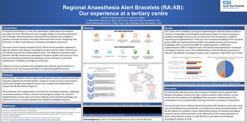 Preview of Regional anaesthesia alert bracelets (RA:AB): our experience at a tertiary centre
