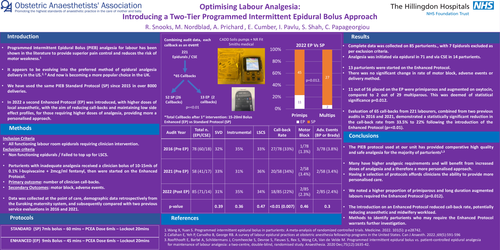 Preview of Optimising labour analgesia: Introducing a two-tier programmed intermittent epidural bolus approach.
