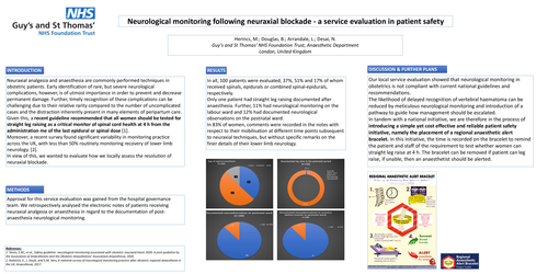 Preview of Neurological monitoring following neuraxial blockade - a service evaluation in patient safety