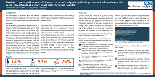 Preview of Barriers to implementing a self-administration of analgesia quality improvement scheme in maternity patients at a district general hospital