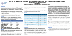 Thumbnail for Does the use of prilocaine for spinal anaesthesia improve recovery times compared to bupivacaine in women undergoing caesarean section?
