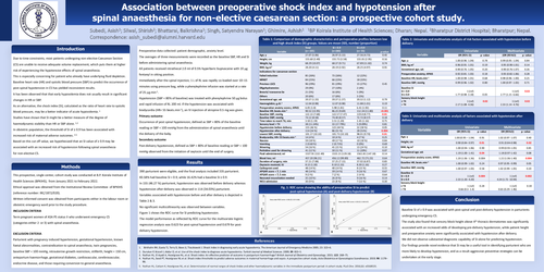 Preview of Association between preoperative shock index and hypotension after spinal anaesthesia for non-elective caesarean section: a prospective cohort study.