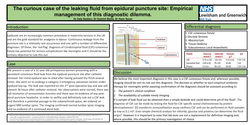 Preview of The curious case of the leaking fluid from epidural puncture site: Empirical management of this diagnostic dilemma.