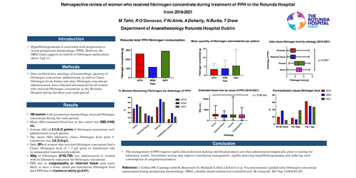 Preview of Retrospective review of women who received fibrinogen concentrate during treatment of postpartum haemorrhage at the Rotunda Hospital from 2019-2021