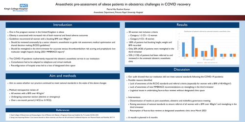 Preview of Anaesthetic pre-assessment of obese patients in obstetrics: challenges in COVID recovery