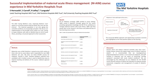 Preview of Successful implementation of Maternal Acute Illness Management (M-AIM) Course - experience in Mid Yorkshire Hospitals NHS Trust.