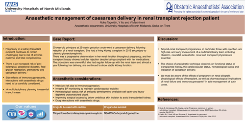Preview of Anaesthetic management of caesarean delivery in a renal transplant rejection patient