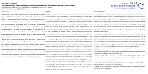Preview of Cesarean section in labor and neonatal morbidity after epidural analgesia or remifentanil-PCA in breech and twin deliveries