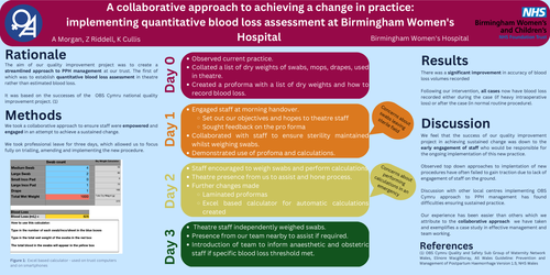 Preview of A collaborative approach to achieving a change in practice: Implementing quantitative blood loss assessment at Birmingham Women's Hospital