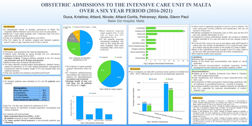Preview of Obstetric Admissions to the Intensive Care Unit in Malta over a six year period (2016-2021)