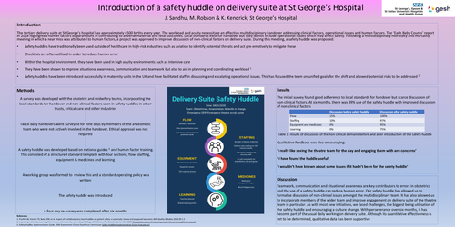 Preview of Introduction of a safety huddle on delivery suite at St George's Hospital.