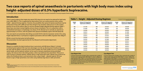 Preview of Two case reports of spinal anaesthesia in parturients with high body mass index using height - adjusted doses of 0.5% hyperbaric bupivacaine.