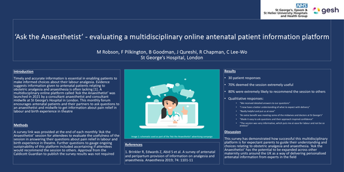 Preview of 'Ask the Anaesthetist' - evaluating a multidisciplinary online antenatal patient information platform