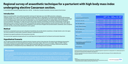 Thumbnail for Regional survey of anaesthetic technique for a parturient with high body mass index undergoing elective Caesarean section.