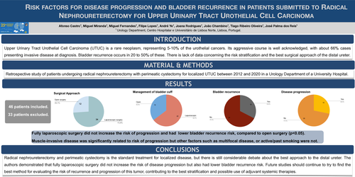 Preview of Risk factors for disease progression and bladder recurrence in patients submitted to Radical Nephroureterectomy for Upper Urinary Tract Urothelial Cell Carcinoma