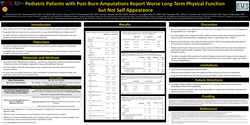 Thumbnail for Pediatric Patients With Post-Burn Amputations Report Worse Long-Term Physical Function But Not Self Appearance