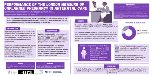 Preview of Performance of the London Measure of Unplanned Pregnancy in antenatal care