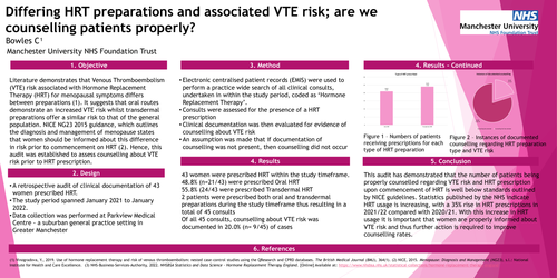 Preview of Improving Venous Thromboembolism risk counselling with Hormone Replacement Therapy: a clinical audit