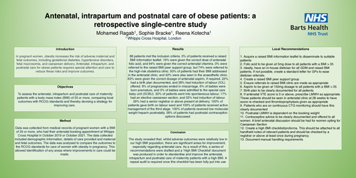 Preview of Antenatal, intrapartum and postnatal care of obese patients: a retrospective single-centre study