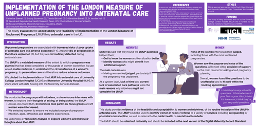 Preview of Implementation of the London Measure of Unplanned Pregnancy into antenatal care.