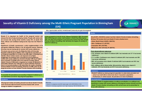 Preview of Severity of Vitamin D Deficiency among Multi Ethnic Pregnant Population in Birmingham