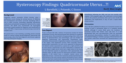 Thumbnail for Hysteroscopy findings: quadricornuate uterus...?! An unlikely part-congenital, part-iatrogenic uterine anomaly.
