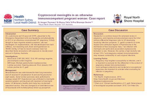 Preview of Cryptococcal meningitis in an otherwise immunocompetent pregnant woman