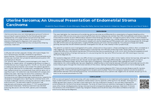 Preview of Uterine Sarcoma: An Unusual Presentation of Endometrial Stromal Sarcoma