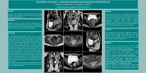 Preview of Presentation of a giant 7-centimetre Nabothian cyst mimicking cervical malignancy