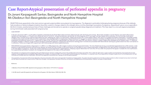 Preview of Case report -Atypical presentation and Management of Perforated appendix in pregnancy